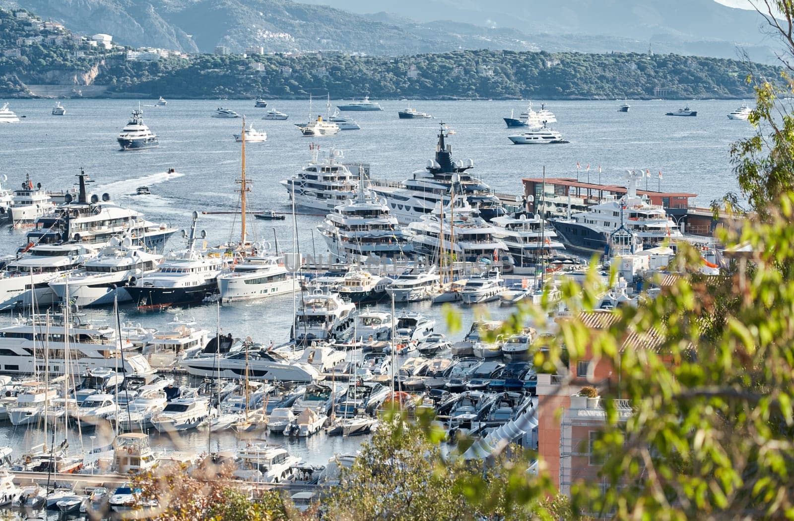 Monaco, Monte Carlo, 01 October 2022 - The famous motorboat exhibition at morning, mega yacht show, novelties of the boating industry. High quality photo