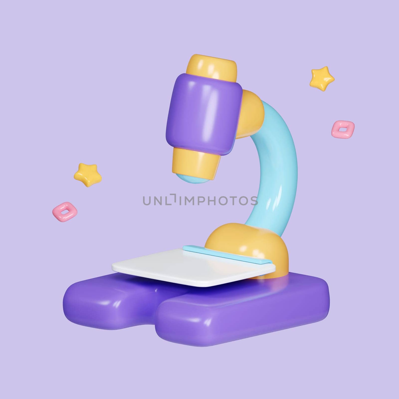 Microscope. Chemistry, pharmaceuticals, microbiology, science, exploration symbol cartoon style. icon isolated on pastel background. icon symbol clipping path. 3d render illustration.