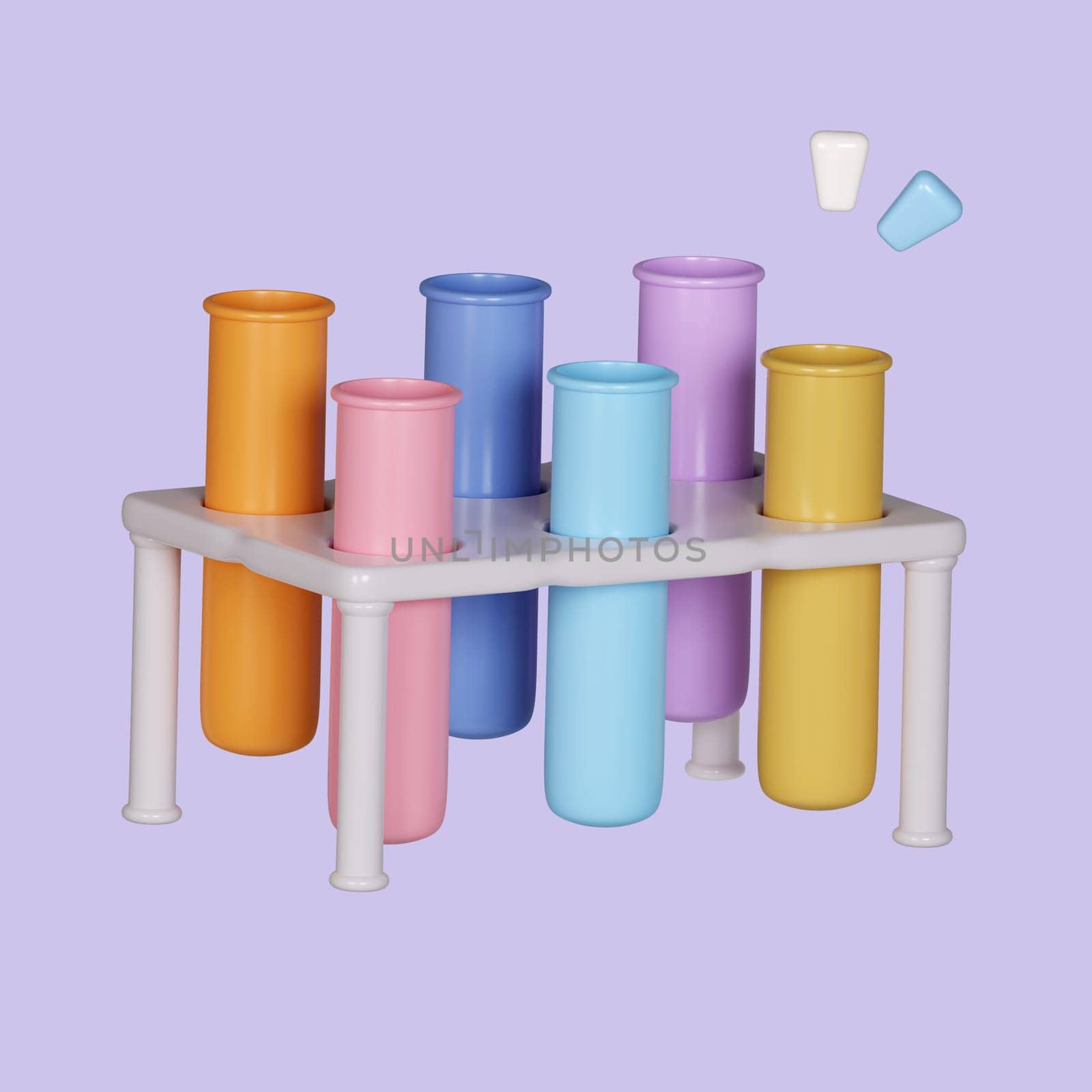 Cartoon conical beaker chemistry isolated on background. icon symbol clipping path. 3d render illustration.