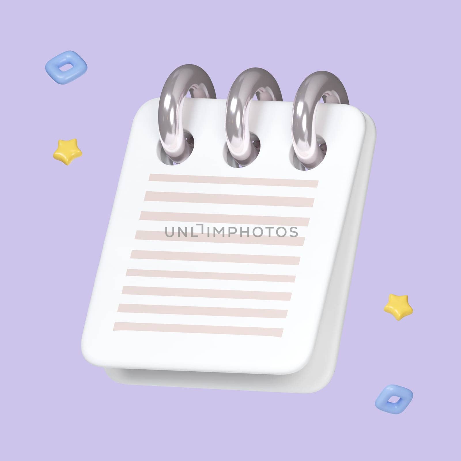 3D Illustration. Spiral binder notebook mockup on pastel isolated background. Notebook with clean line paper. icon symbol clipping path. 3d render illustration by meepiangraphic