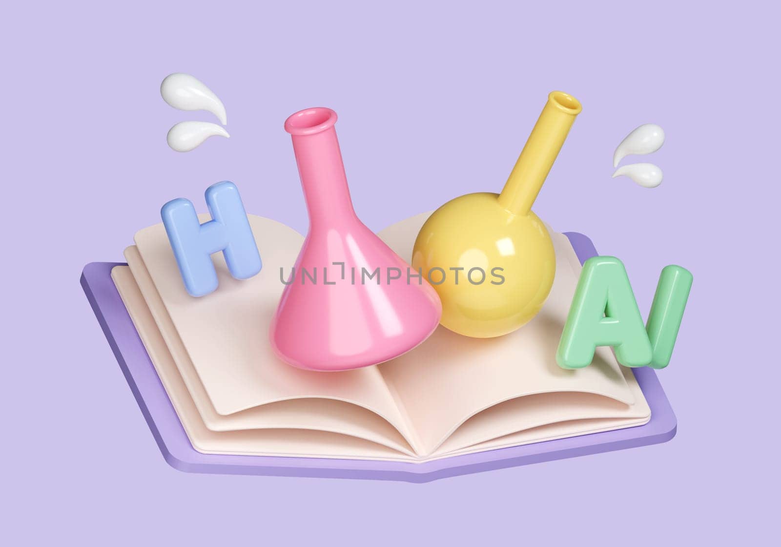 3D textbook icon with science learning. cartoon style isolated on pastel background. icon symbol clipping path. education. 3d render illustration by meepiangraphic