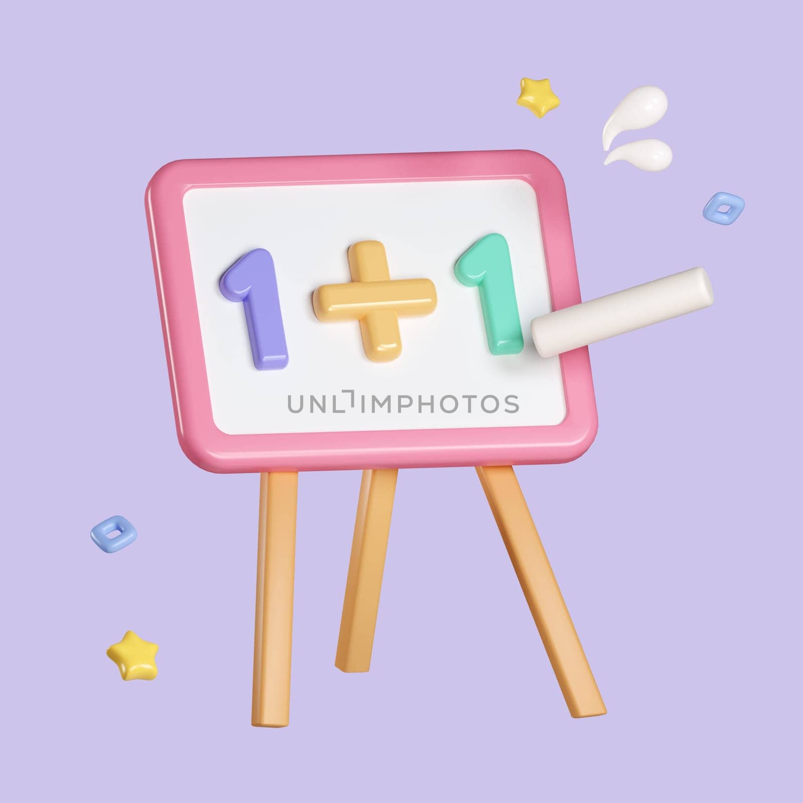 3D cartoon mathematic education concept isolated on pastel background. icon symbol clipping path. education. 3d render illustration.