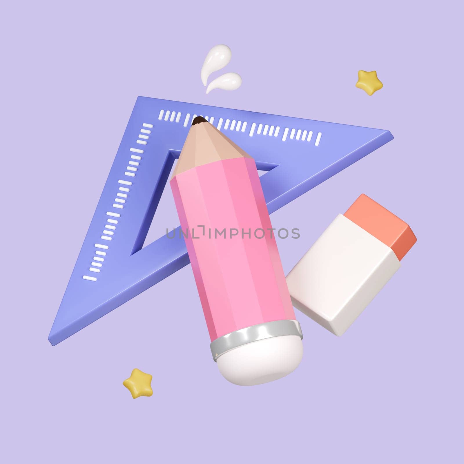 Ruler And Pencil Education Schools Element icon isolated on pastel background. icon symbol clipping path. education. 3d render illustration.
