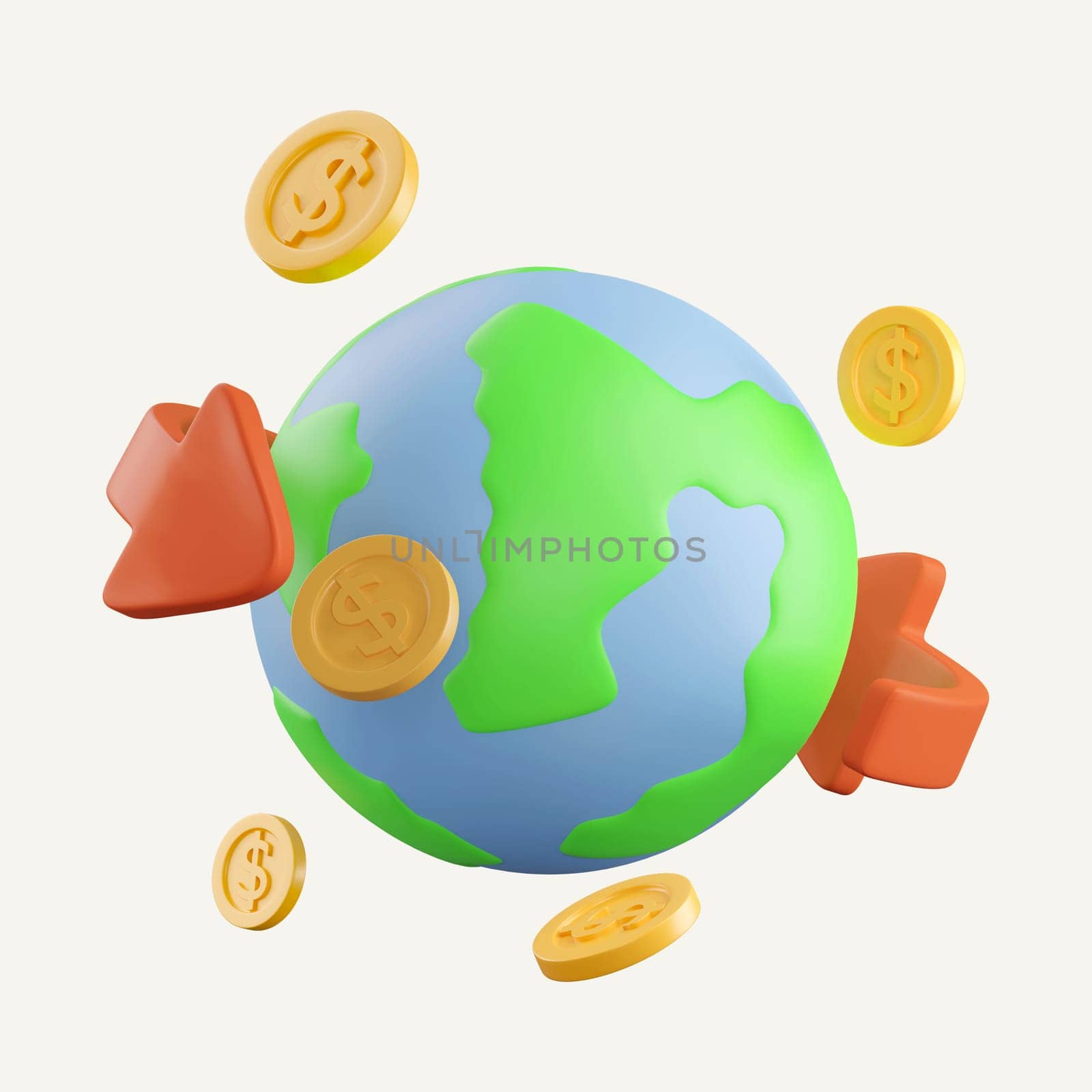 Icon coins exchange, Global communications symbol and connections money payment transfer money system online concept. icon isolated on white background. 3d rendering illustration. Clipping path..