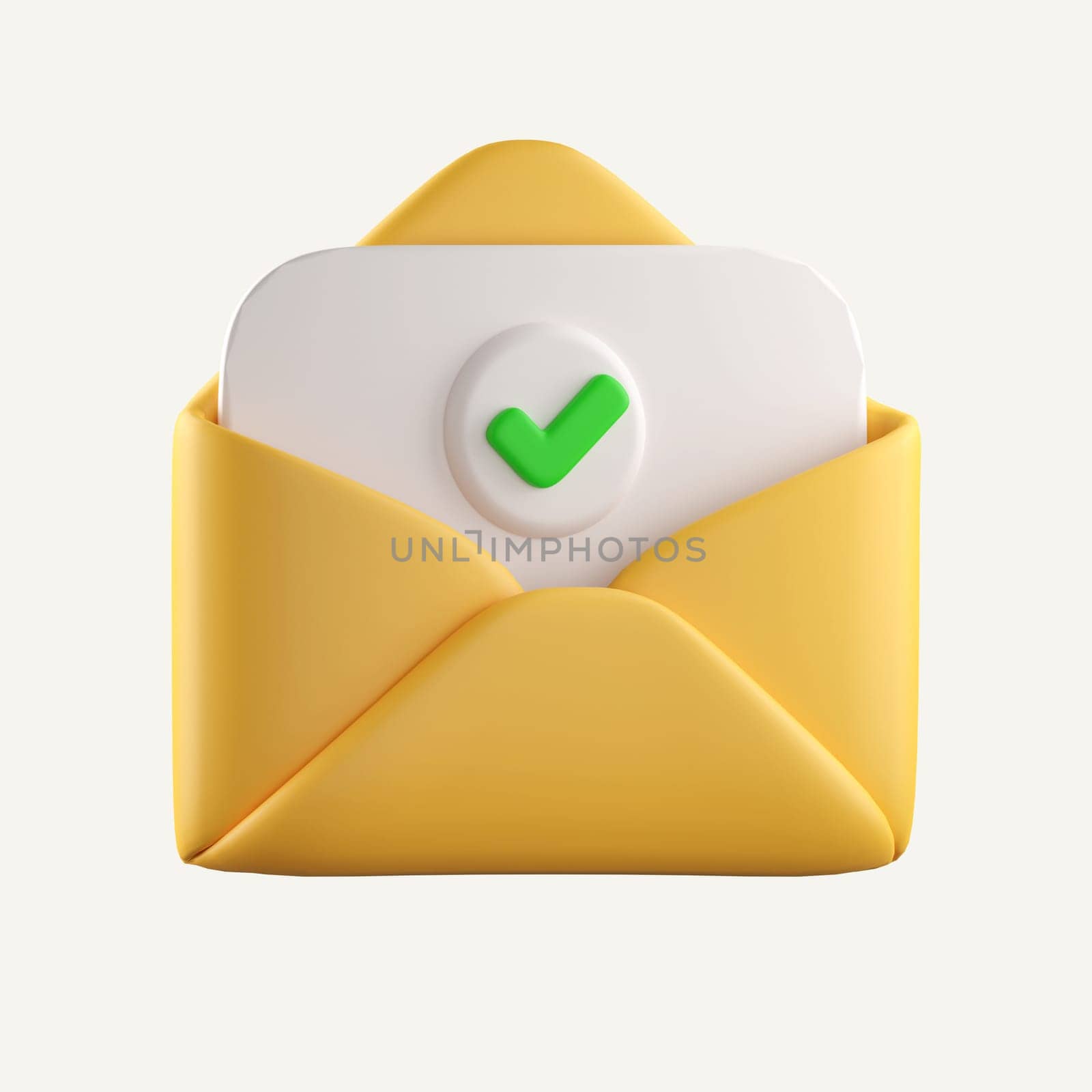 3D Letter with checklist in envelope completed Realistic elements. task isolated on background. Business illustration. 3d rendering illustration. Clipping path.