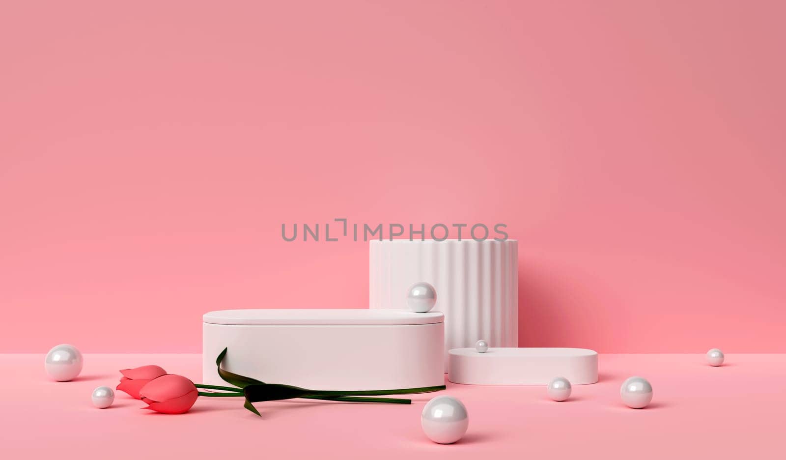 Abstract mock up scene. geometry podium shape for display product, present and advertising. valentine heart love wedding concept. 3D rendering illustration by meepiangraphic