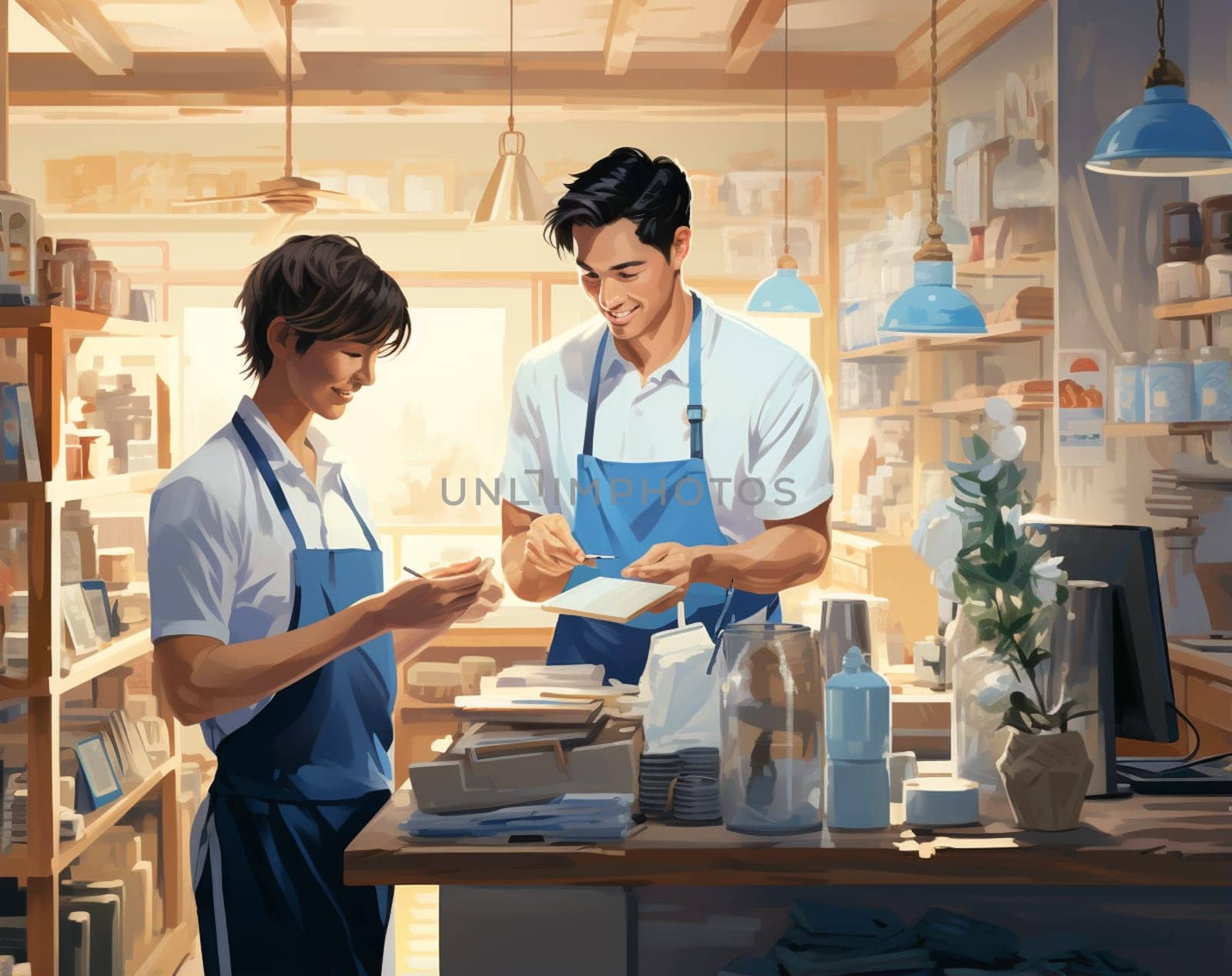 Portrait of young smiling gay couple in the kitchen at home, LGBTQ and diversity concept. by Andelov13