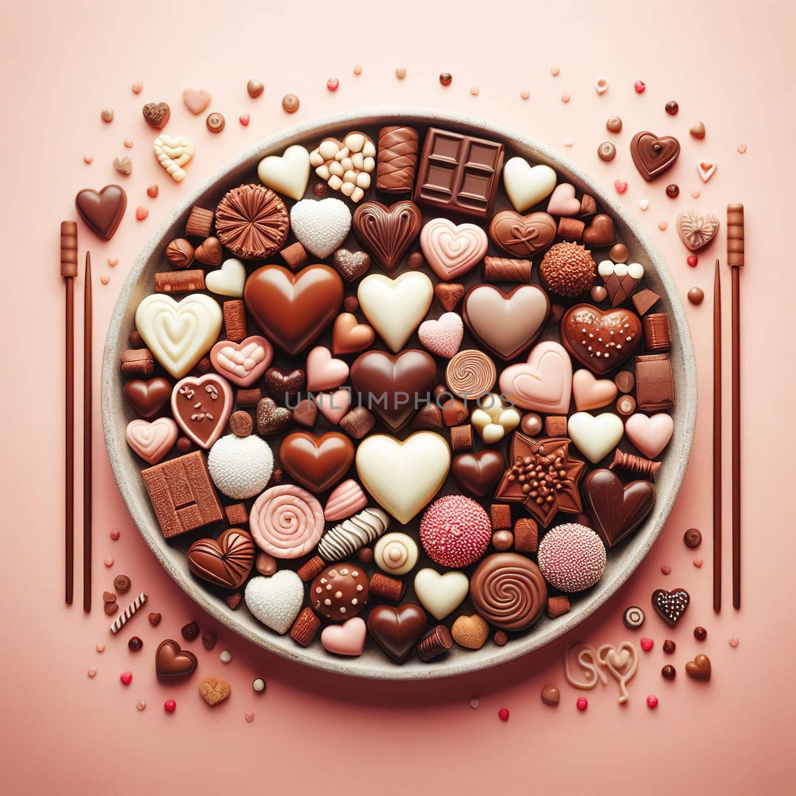 Heart-shaped sweets for Valentine's Day. Generative AI by gordiza