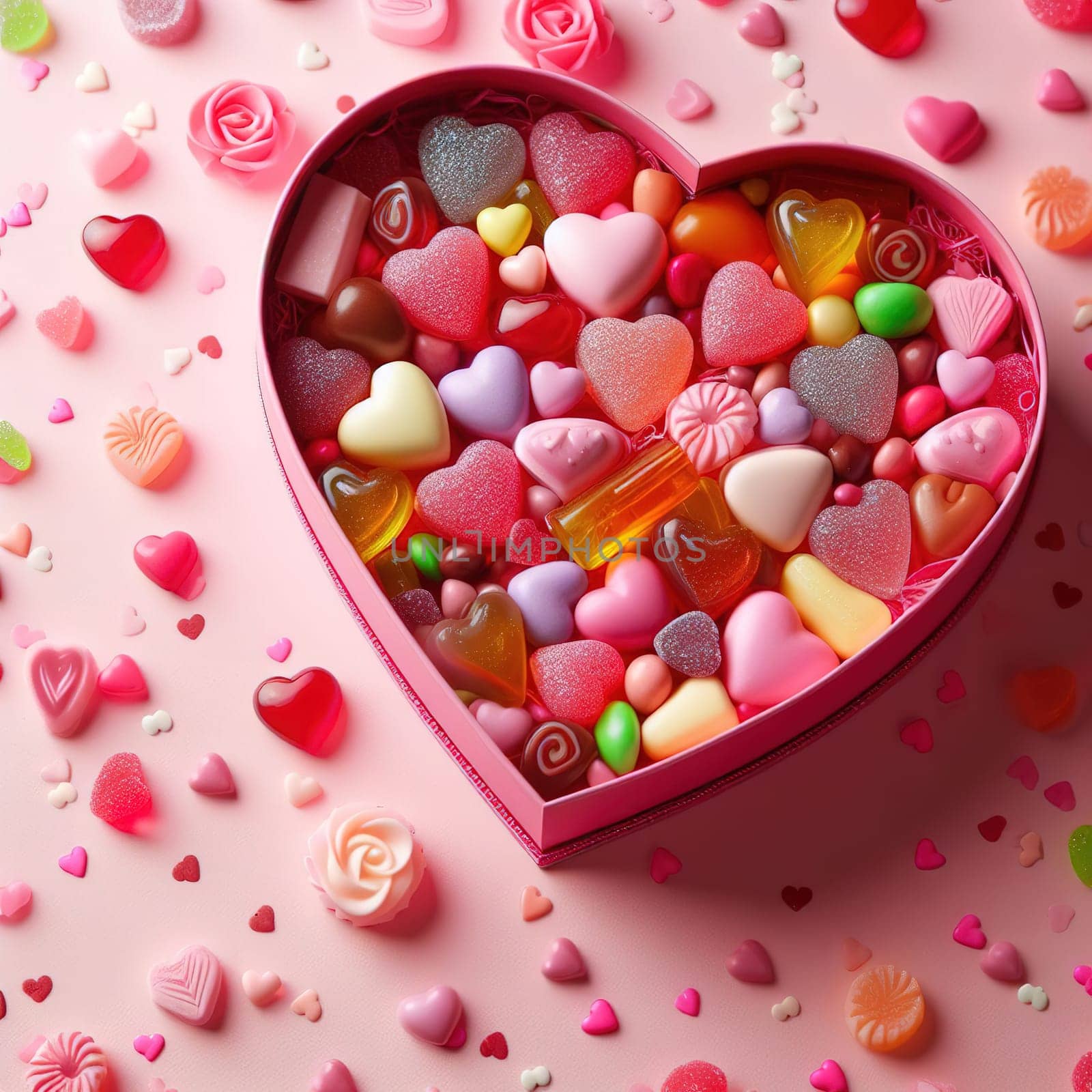 Heart-shaped sweets for Valentine's Day. Generative AI by gordiza