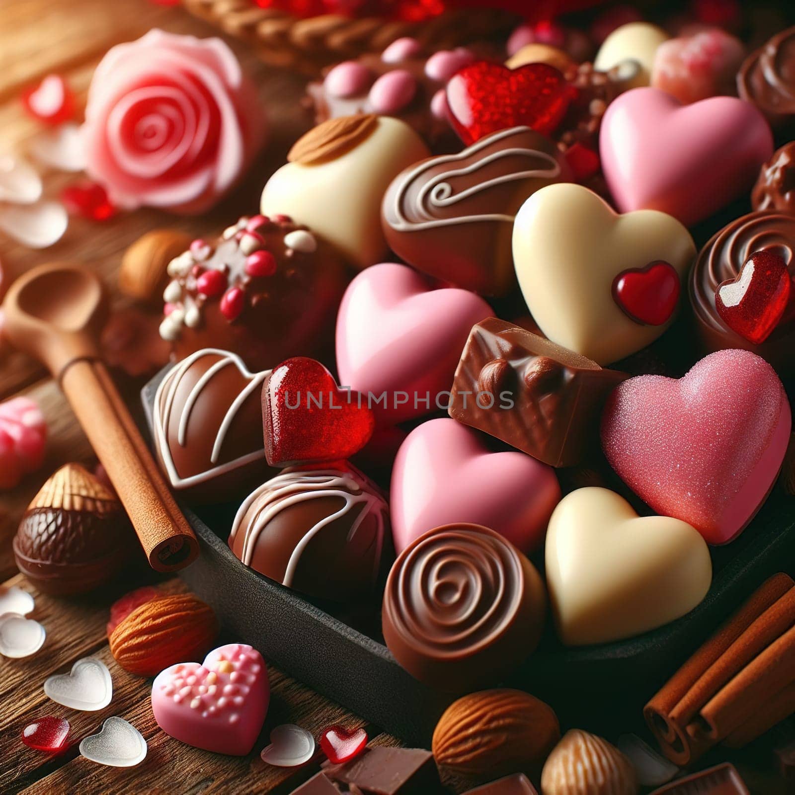 Heart-shaped sweets for Valentine's Day. High quality photo