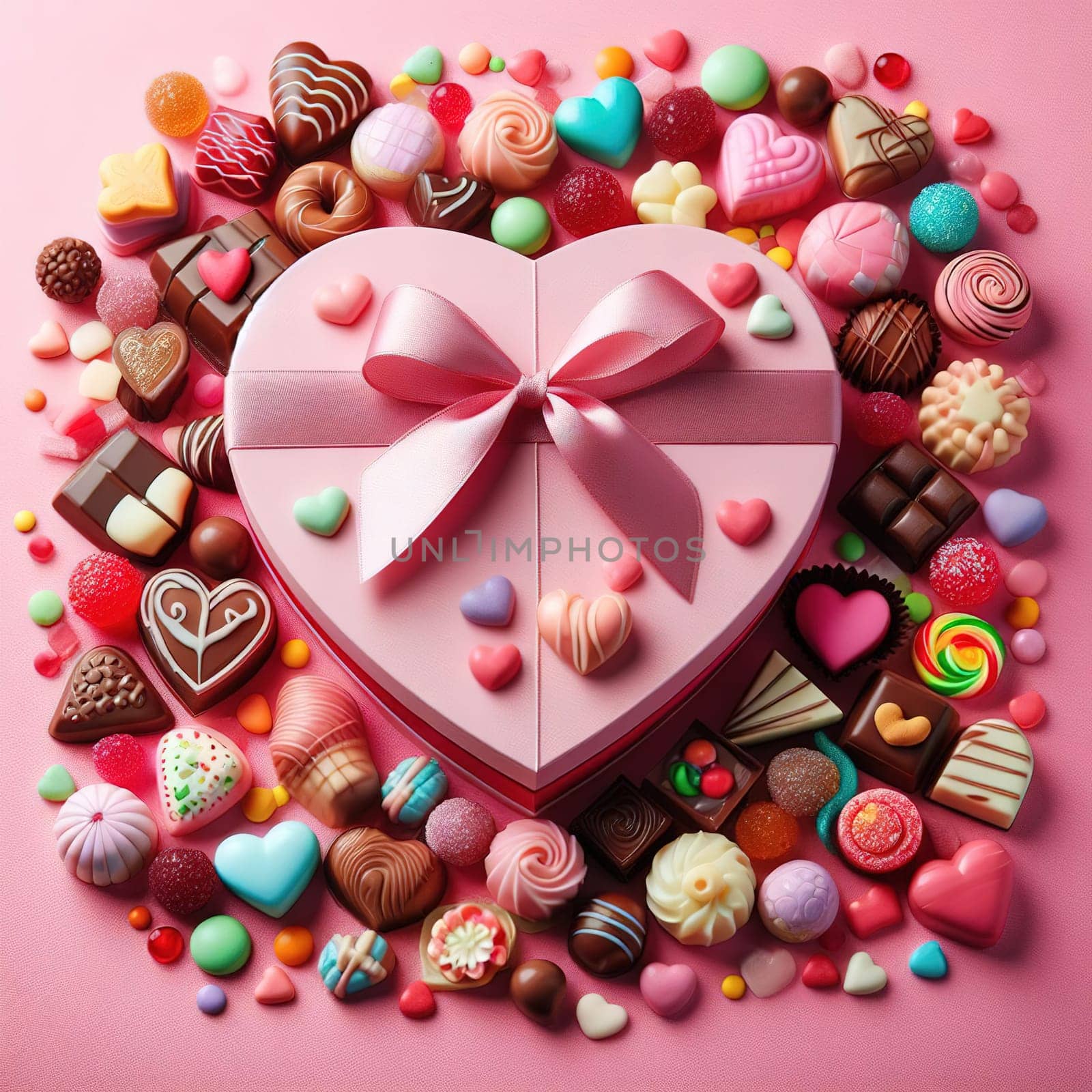 Heart-shaped sweets for Valentine's Day. Generative AI by gordiza