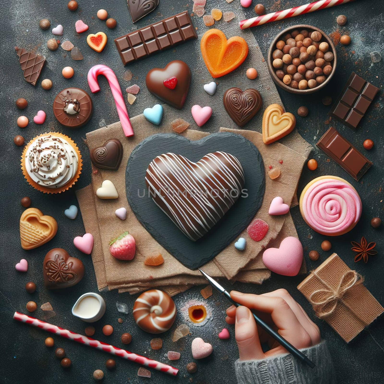 Heart-shaped sweets for Valentine's Day. High quality photo