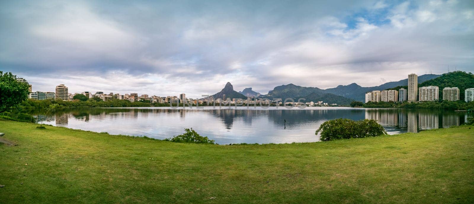 Panoramic View of Rio de Janeiro s Lagoon and Mountainous Skyline by FerradalFCG