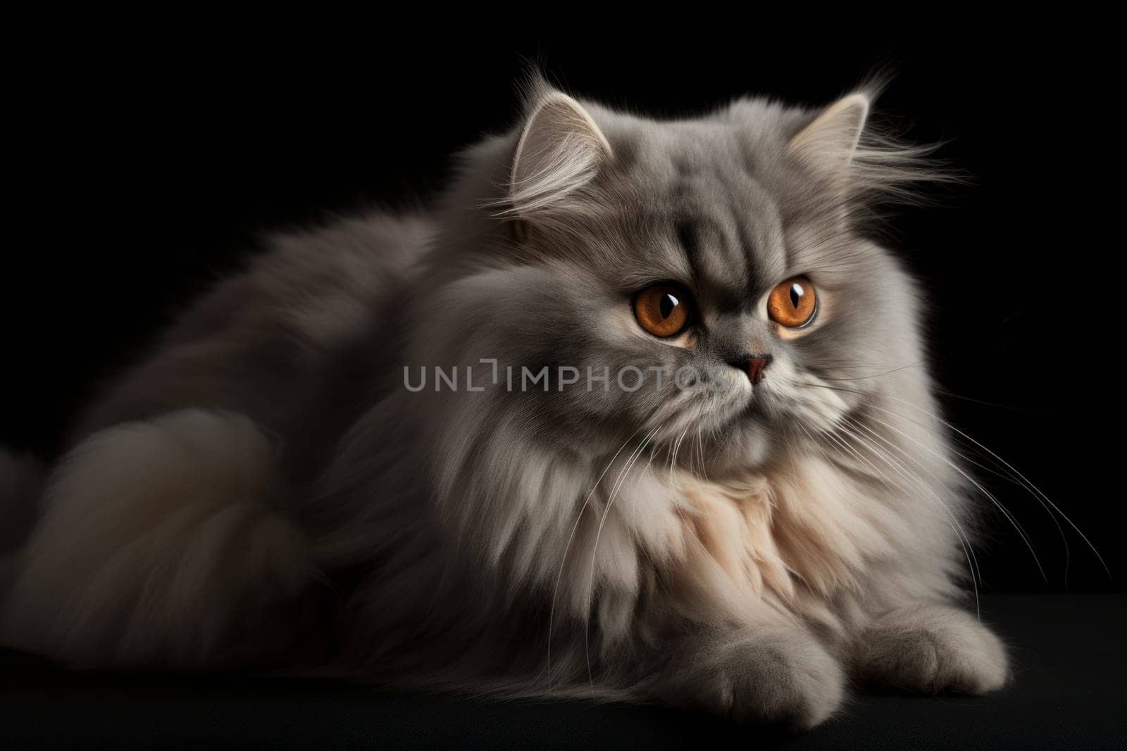 Portrait of a cute cat looking away. British longhair cat.