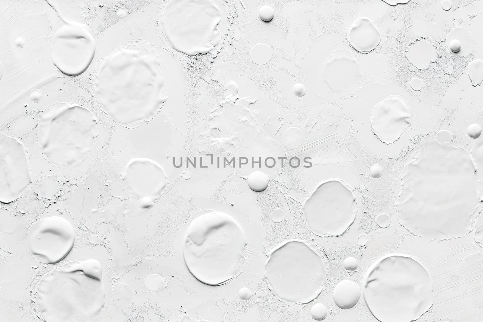 Abstract seamless pattern, white color. Dots, paint circles. Hand made effect. Repeatable texture. Perfect for wallpapers, contemporary textiles. Generative AI