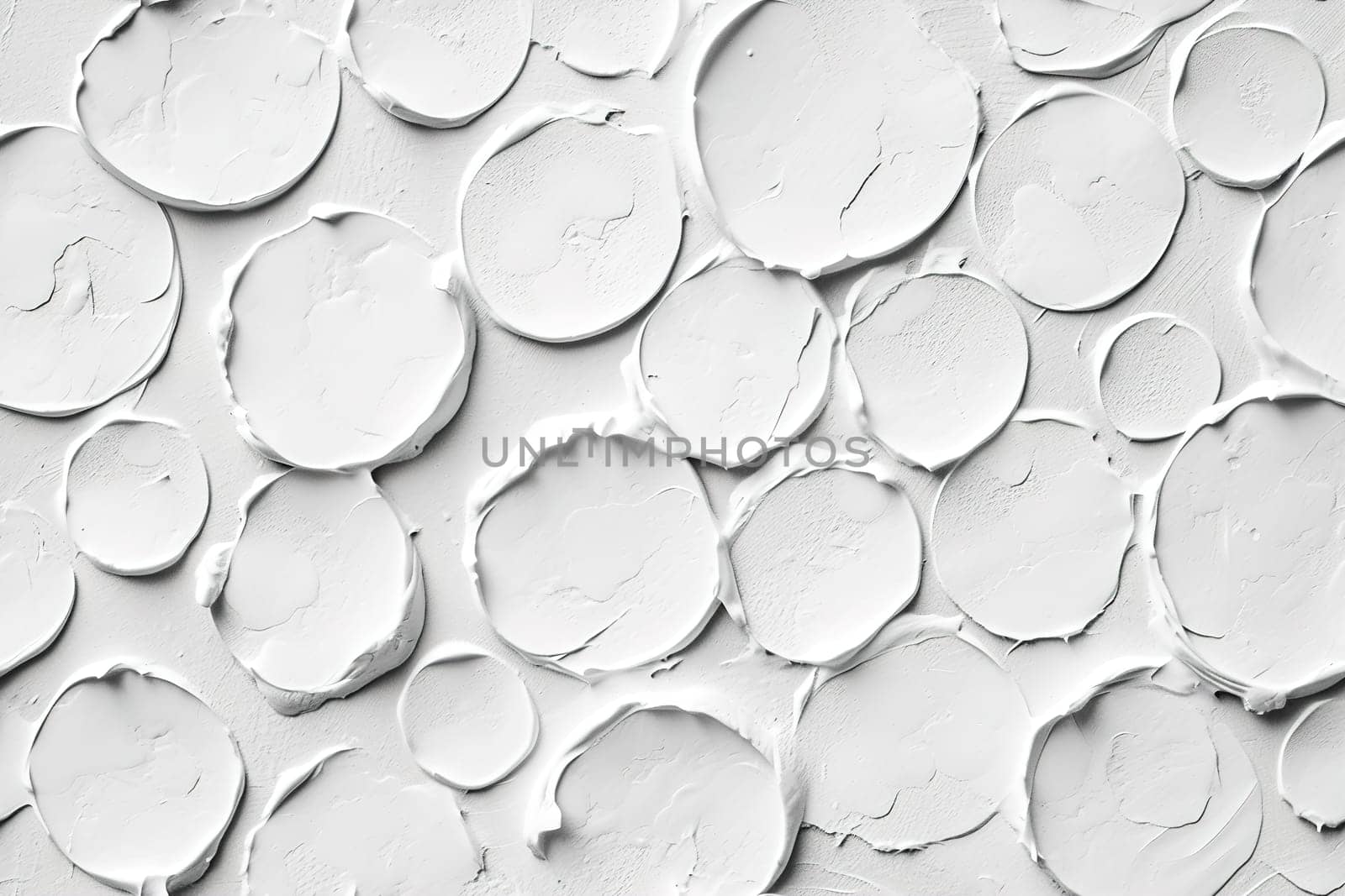 Abstract seamless pattern, white color. Dots, paint circles. Hand made effect. Repeatable texture. Perfect for wallpapers, contemporary textiles. Generative AI