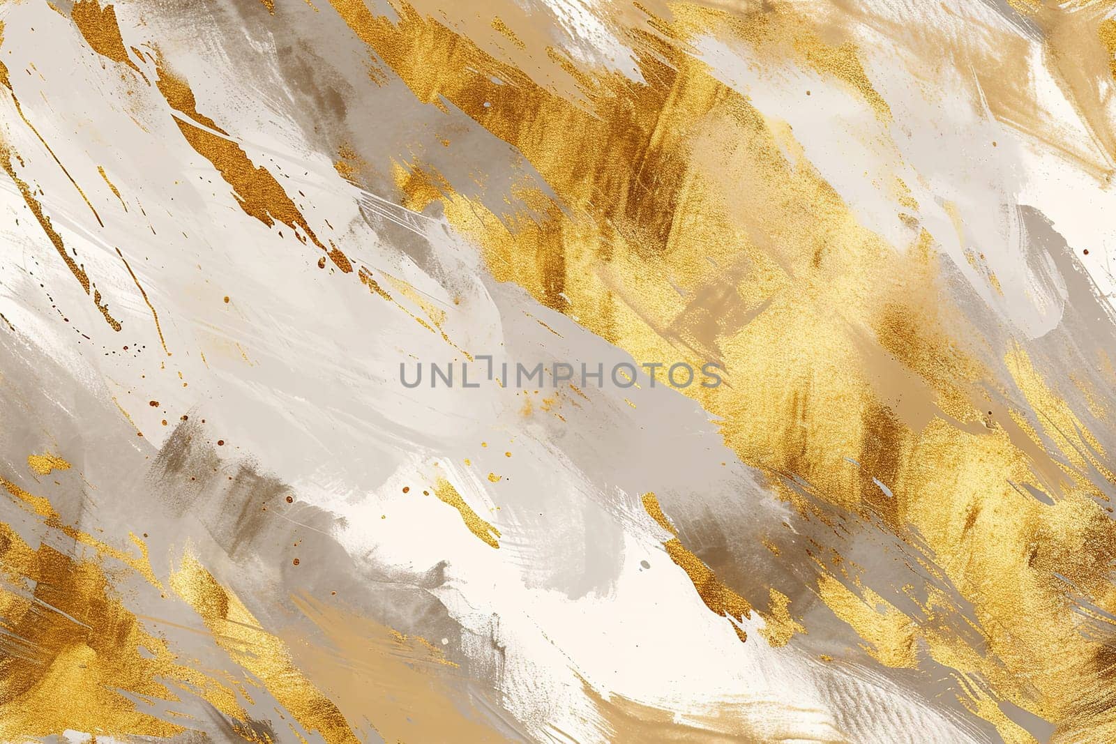 Dynamic seamless pattern featuring bold golden paint strokes on a creamy beige background, perfect for high-impact fashion textiles, striking wallpapers, and luxury packaging. Generative AI