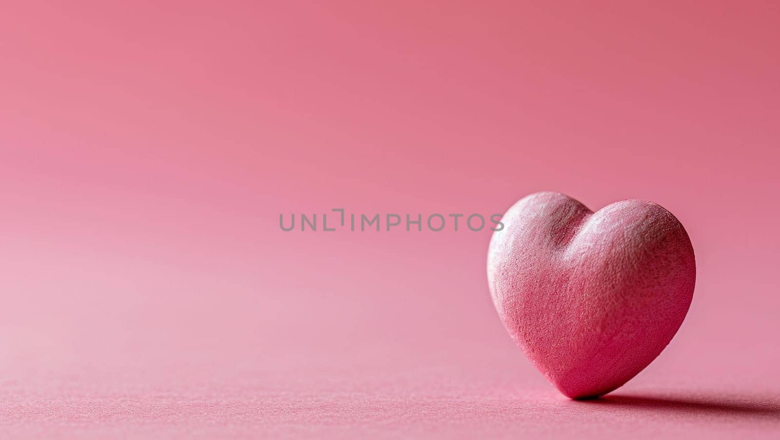 Red heart on pink background. One heart-shaped object is located to the side, there is space for text. High quality photo