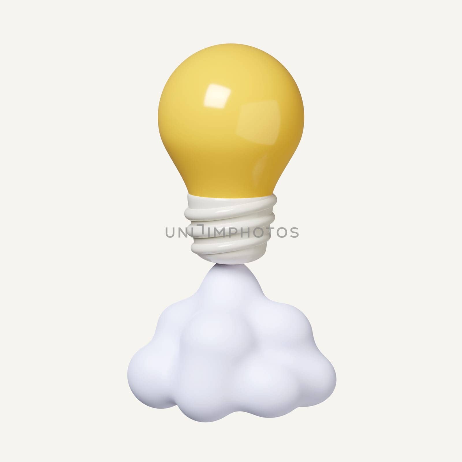 3d light bulb launch icon. Creative thinking ideas and innovation concept. fresh start concept, brainstorming. icon isolated on white background. 3d rendering illustration. Clipping path..