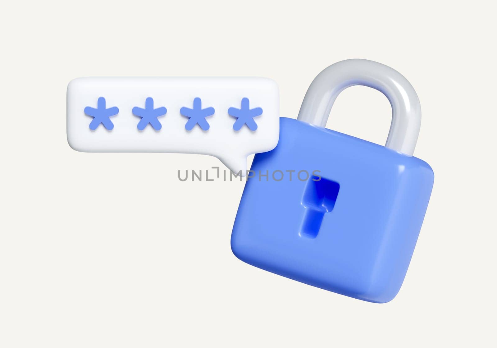 3d Locked padlock with password. Blue Lock and PIN code entry. Security and safety. Cyber Privacy concept. icon isolated on white background. 3d rendering illustration. Clipping path..