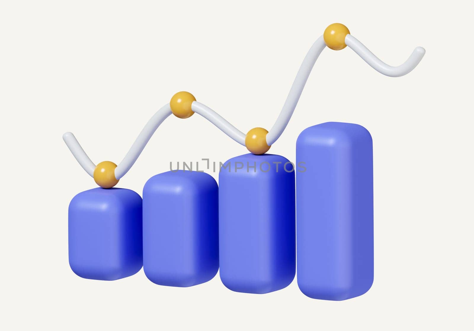 3d Growing bars graphic with rising. growth, success, progress or achievement concept. icon isolated on white background. 3d rendering illustration. Clipping path..