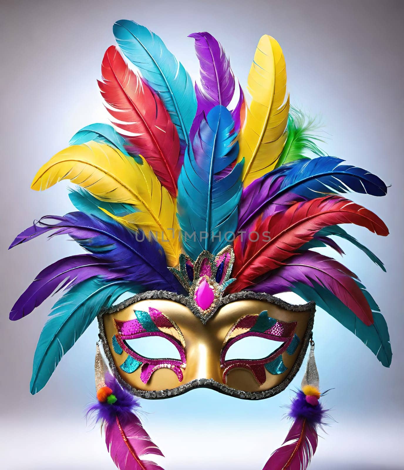 Colorful carnival mask with feathers on background. by yilmazsavaskandag