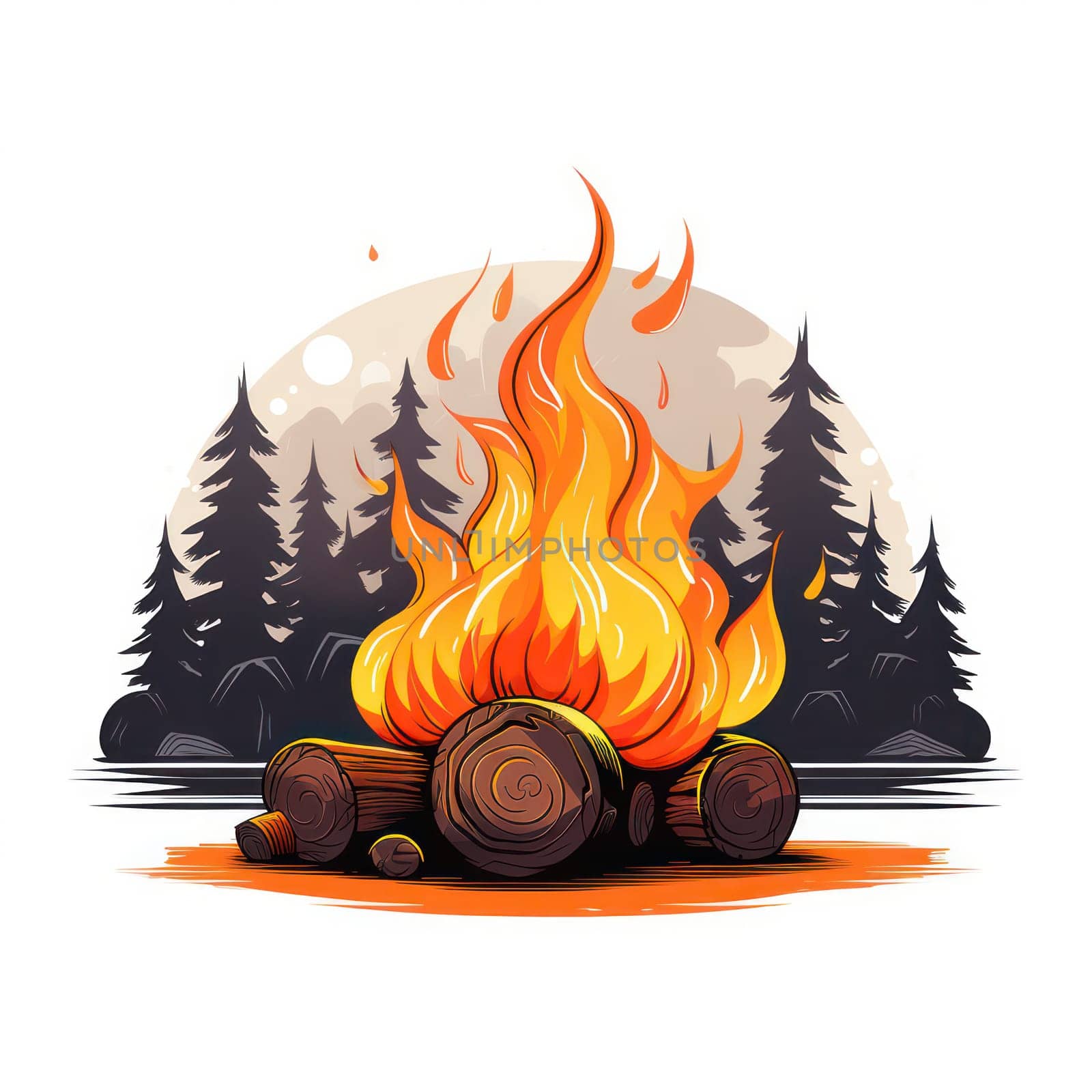 Flames of Nature's Fiery Delight: A Vibrant Campfire Igniting Heat and Warmth.