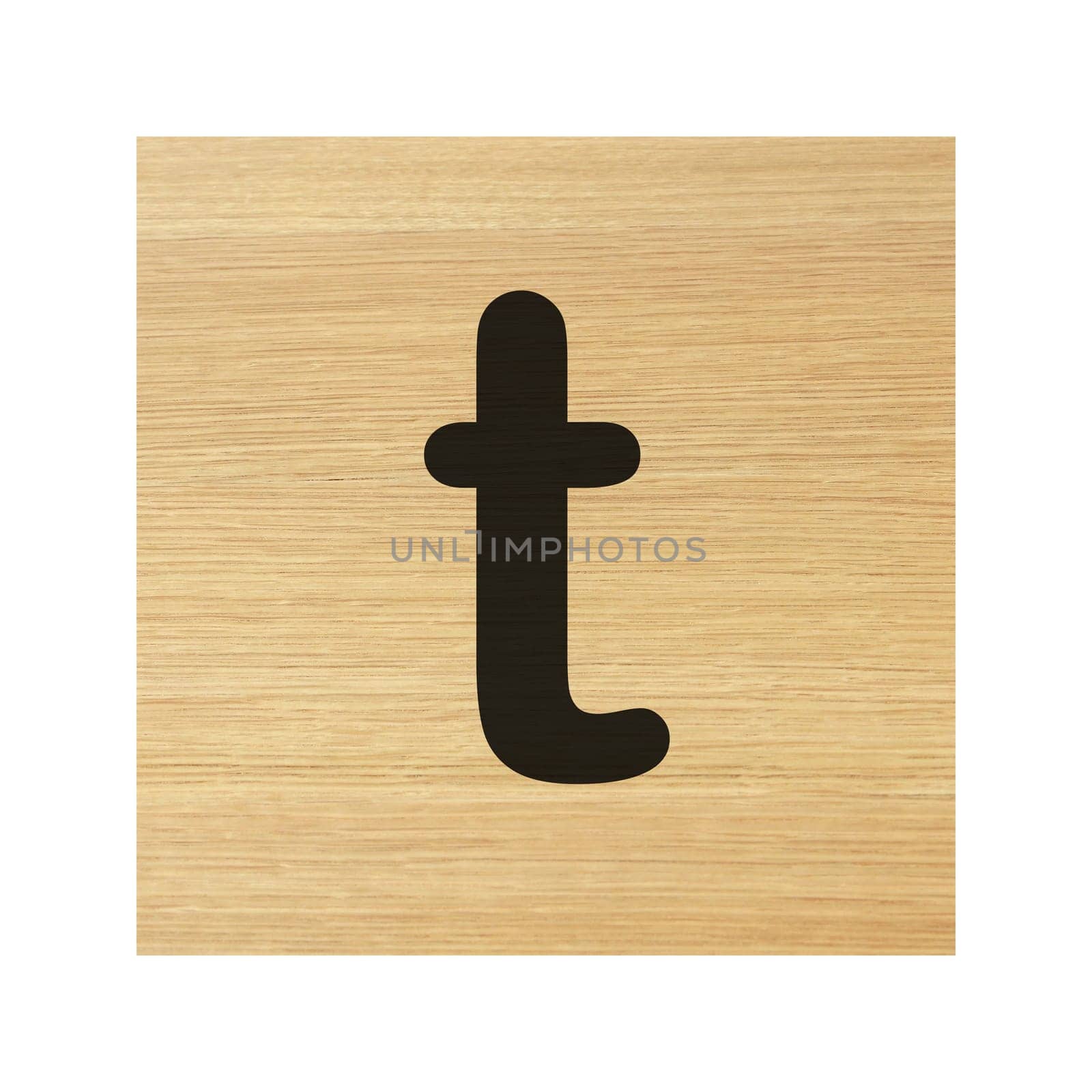 small t wood block on white with clipping path by VivacityImages