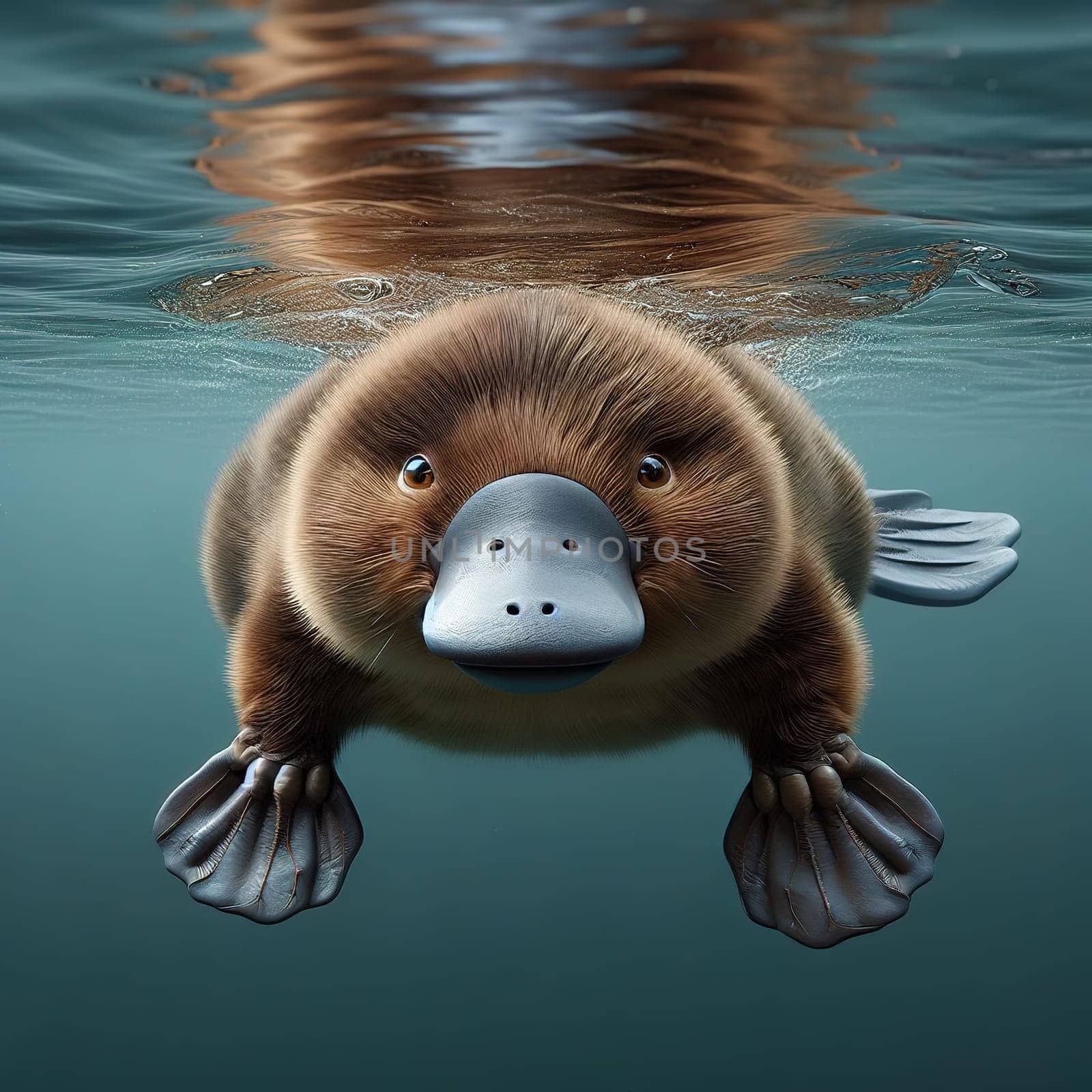Wild animals of Australia - Platypus. Generative AI. High quality illustration