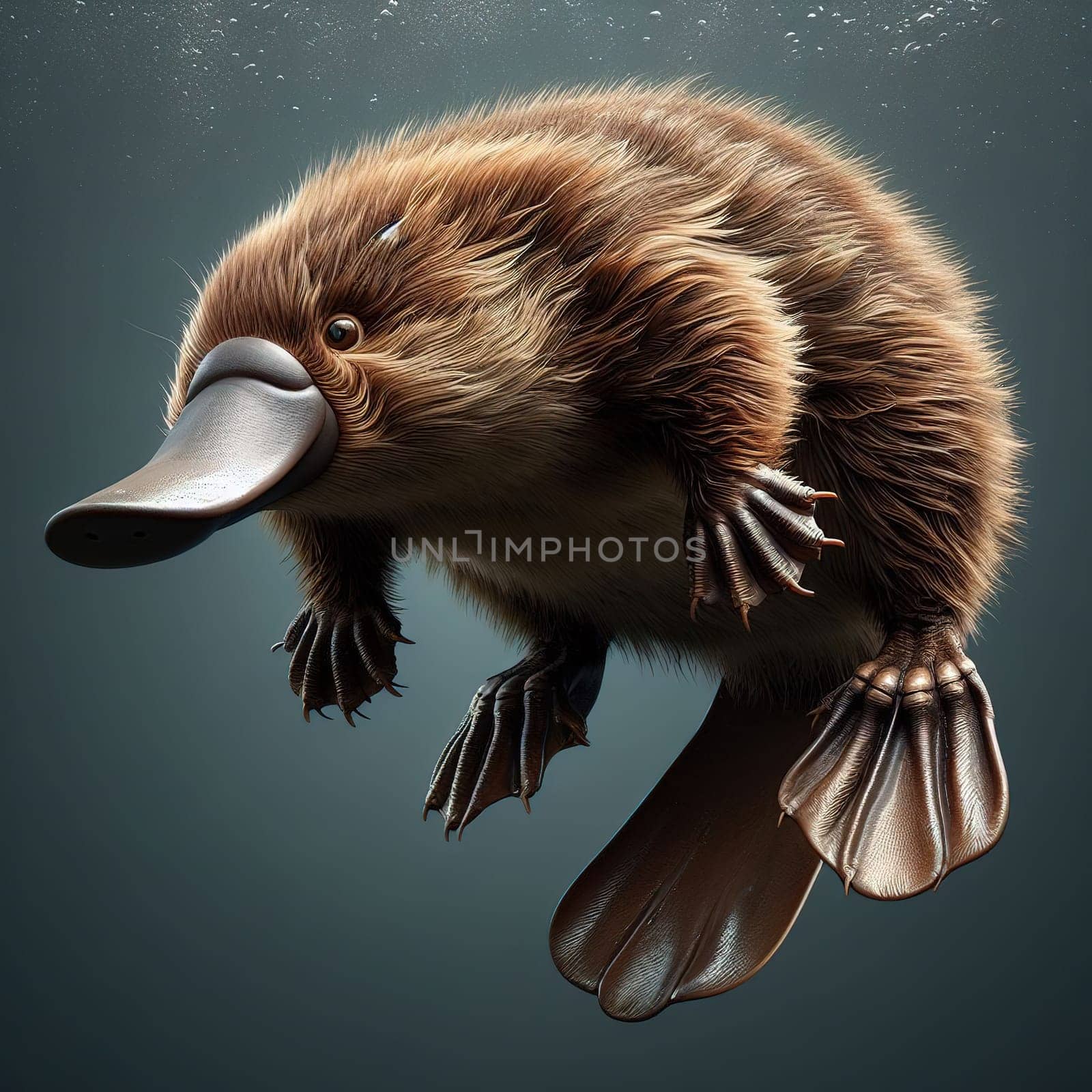 Wild animals of Australia - Platypus. Generative AI by gordiza