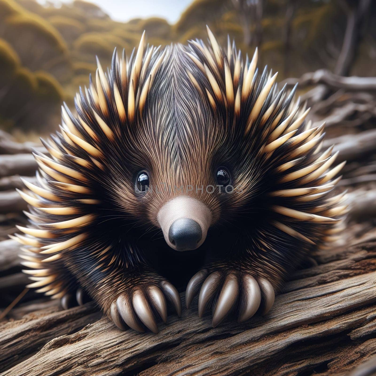 Wild animals of Australia - ECHIDNA. Generative AI. High quality illustration