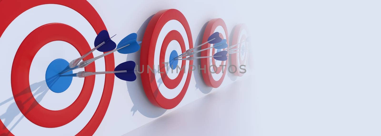 Arrow hit the center of target on white background. Business target achievement concept. by ImagesRouges