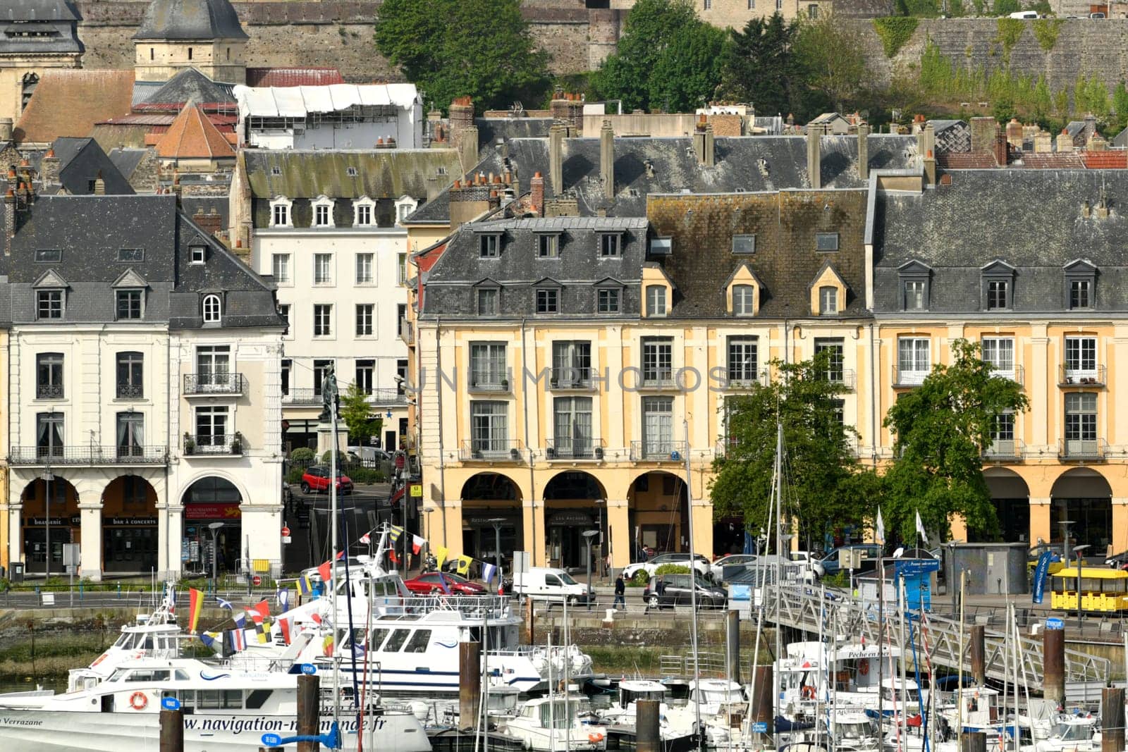 DIEPPE, FRANCE - MAY 12, 2022: Top view from above to the city Dieppe by Godi