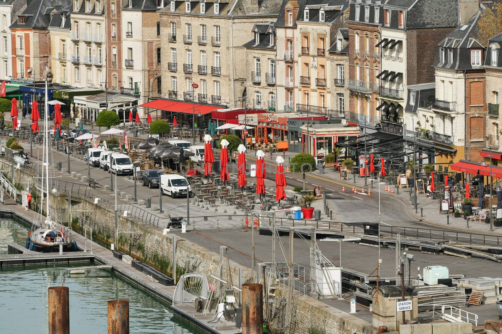 DIEPPE, FRANCE - MAY 12, 2022: Top view from above to the city of Dieppe and alabaster coast