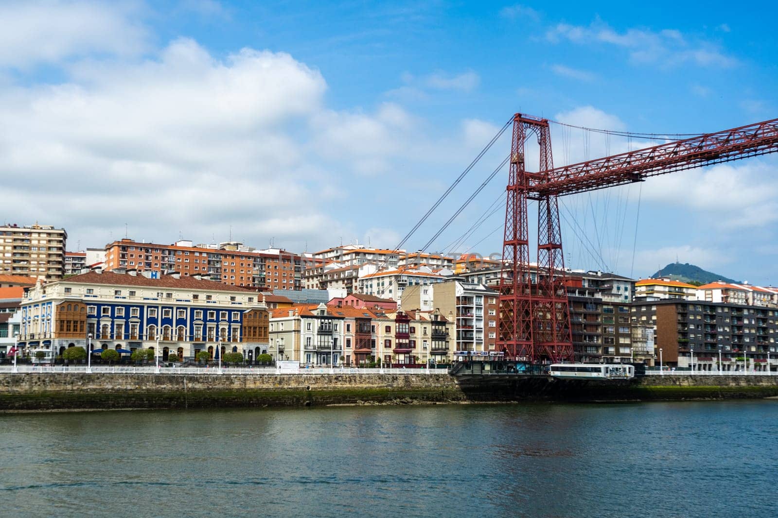 Portugalete, Spain - 12.06.2022: The Bizkaia suspension transporter bridge Puente de Vizcaya in Portugalete, Basque Country, Spain