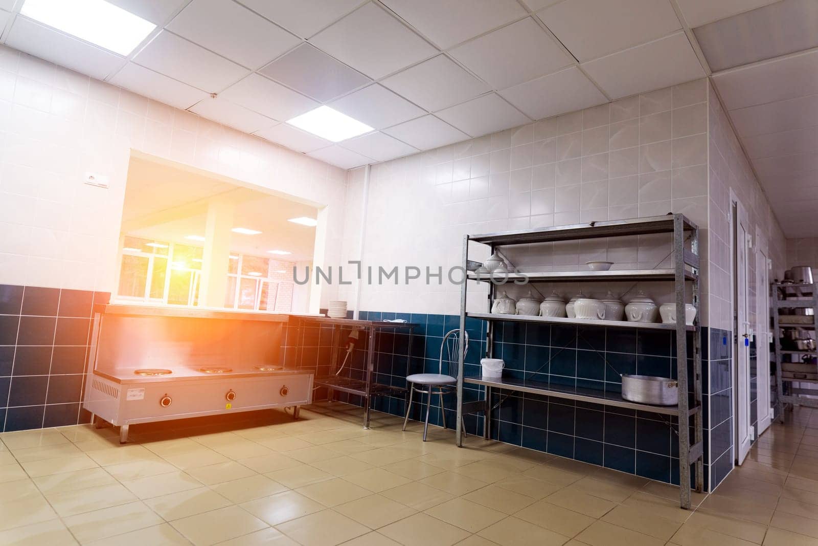 Restaurant kitchen equipment for preparing food, meal, plates, detail. by Zelenin