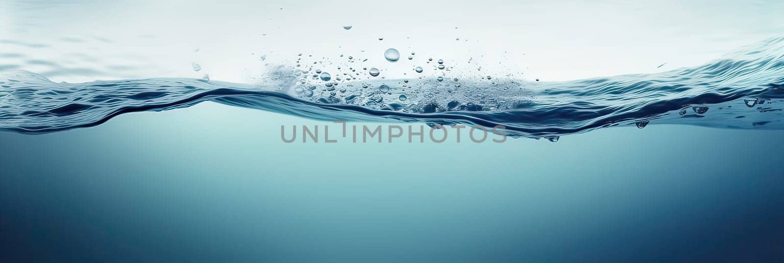 Splash of water wave, blue. Abstract banner background water waves. Abstract nature concept banner for beauty spa, drinking water advertising. Use for abstract, wallpaper, poster. Copy Space