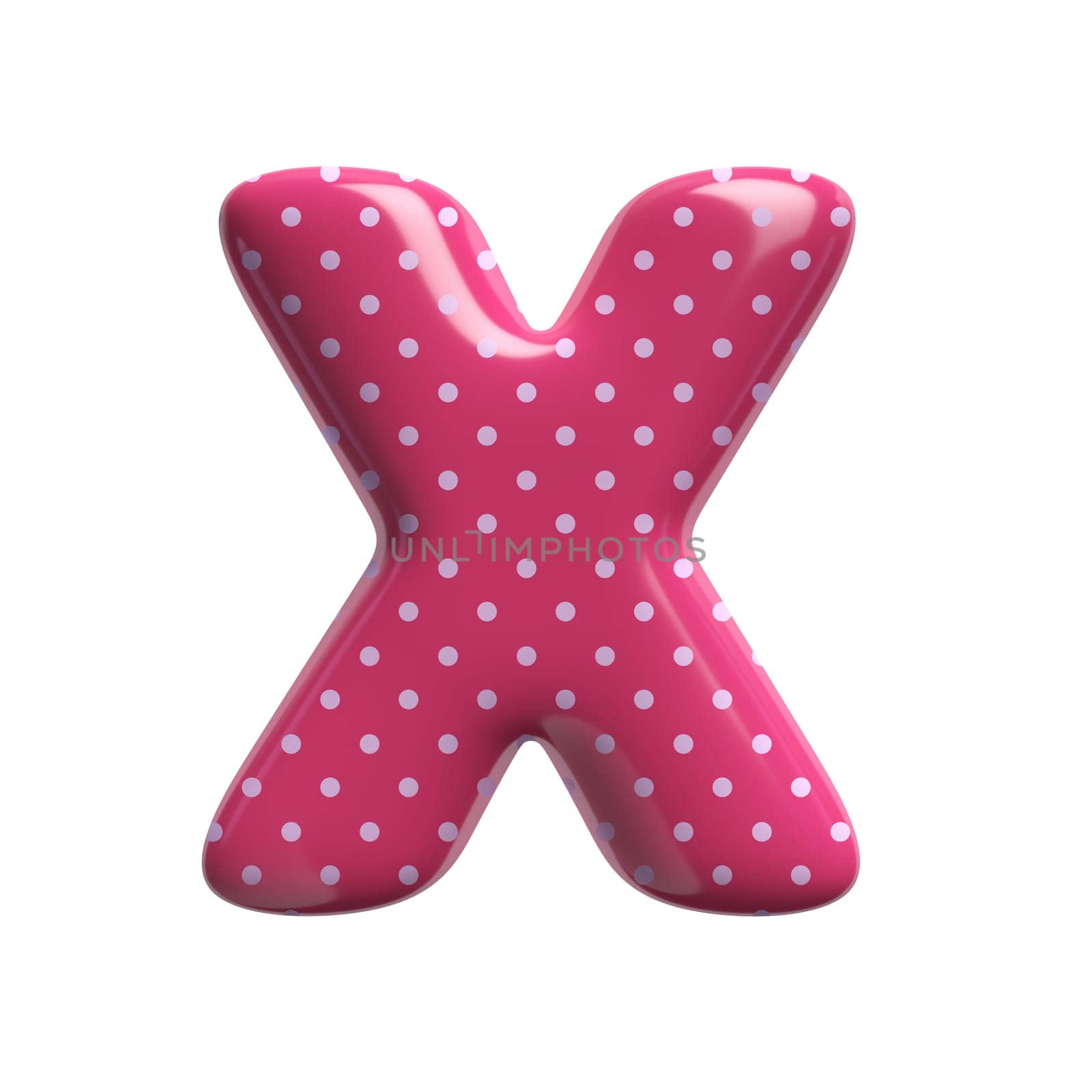 Polka dot letter X - Capital 3d pink retro font isolated on white background. This alphabet is perfect for creative illustrations related but not limited to Fashion, retro design, decoration...
