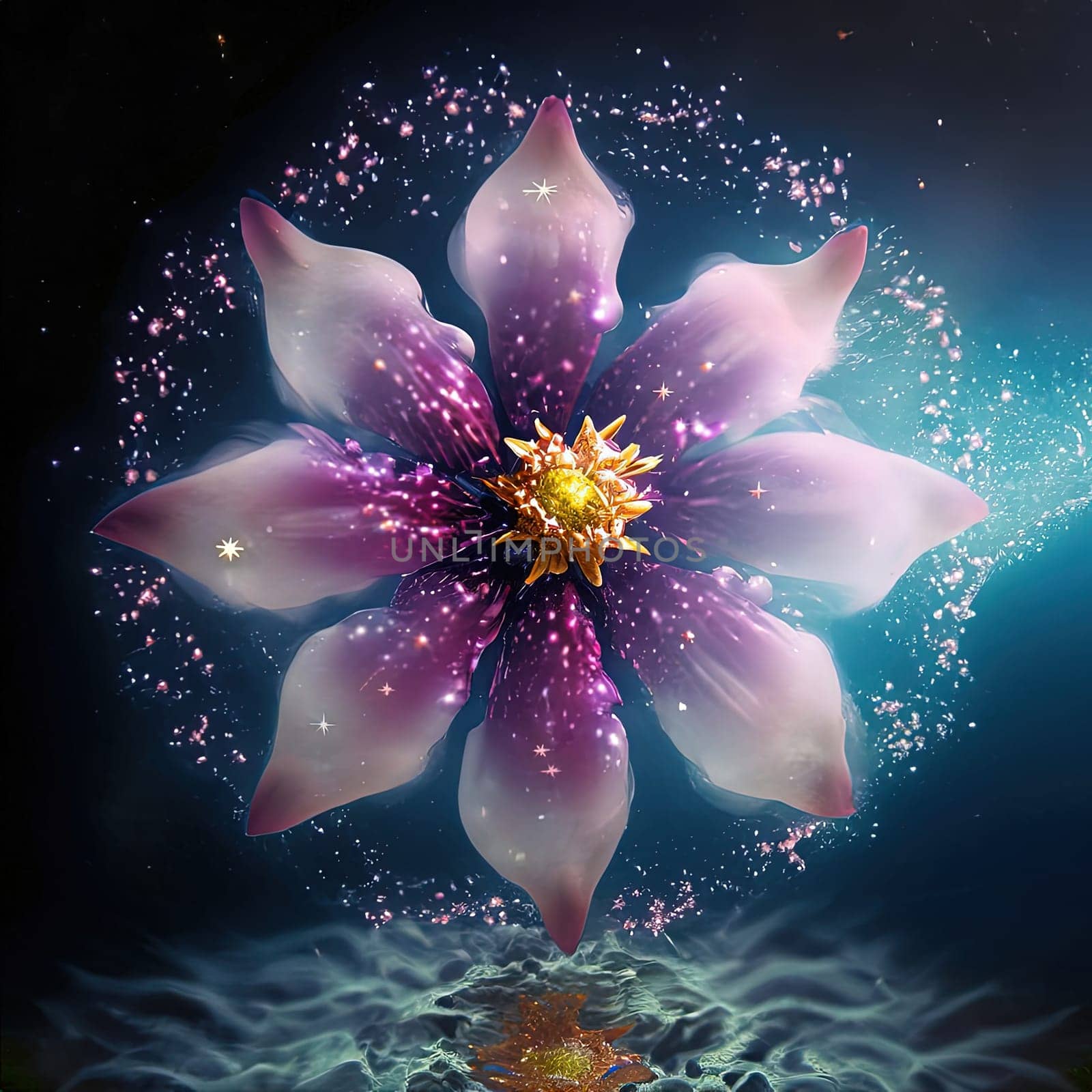 Beautiful flower on a dark background. 3d rendering, 3d illustration.