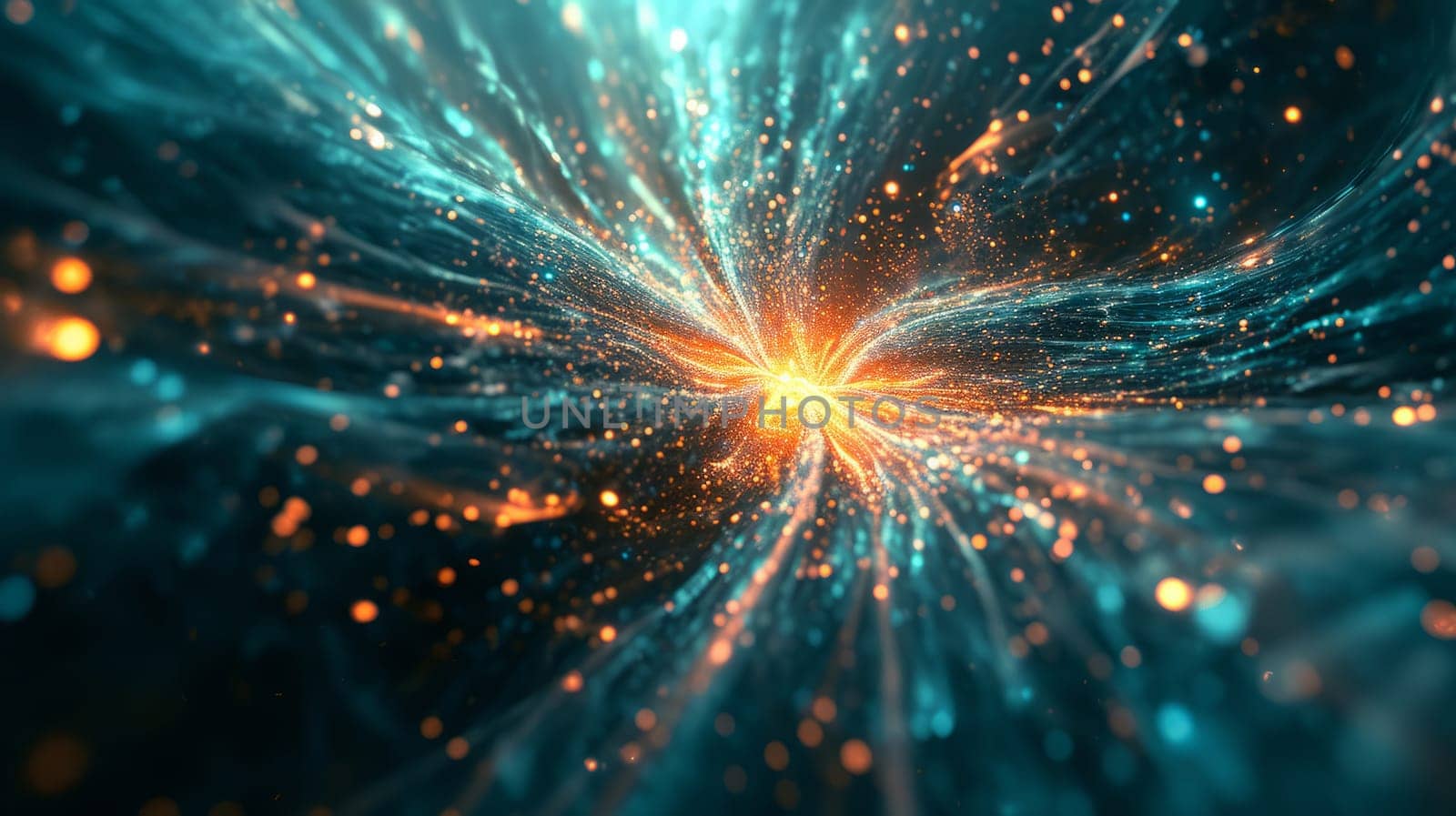 Network technologies. Futuristic tech background 3d illustration with glowing particles AI