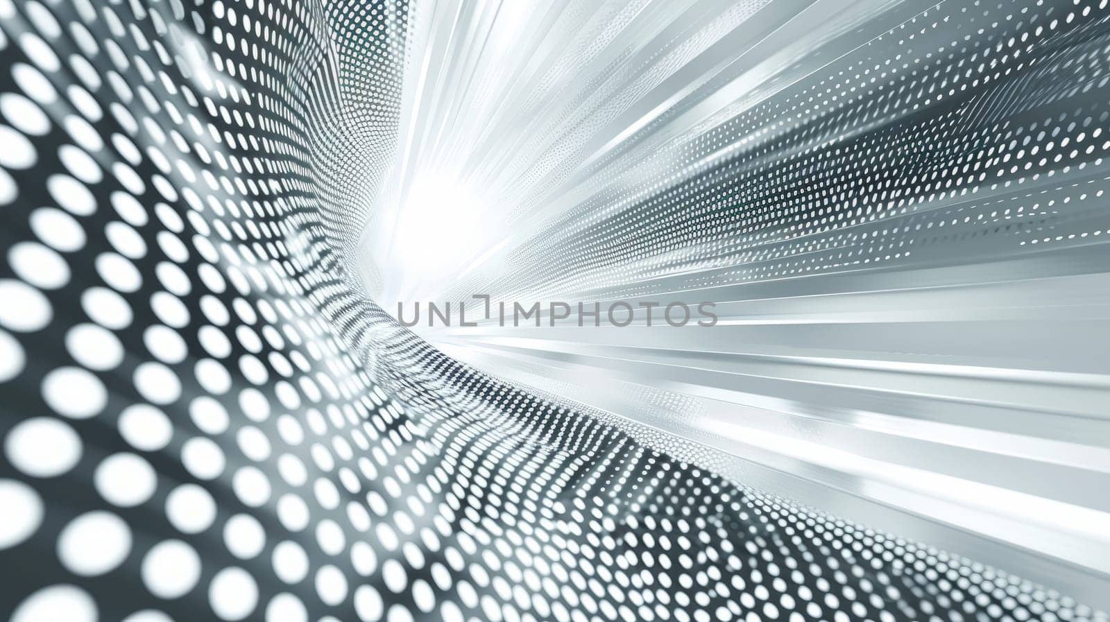 Network technologies. Futuristic tech silver yellow background 3d illustration with glowing particles AI