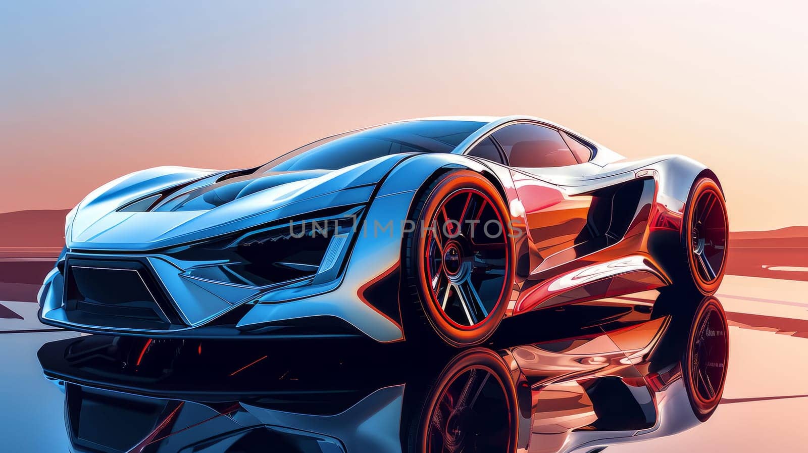 Digital concept car in a futuristic style. Future luxury sports car concept AI