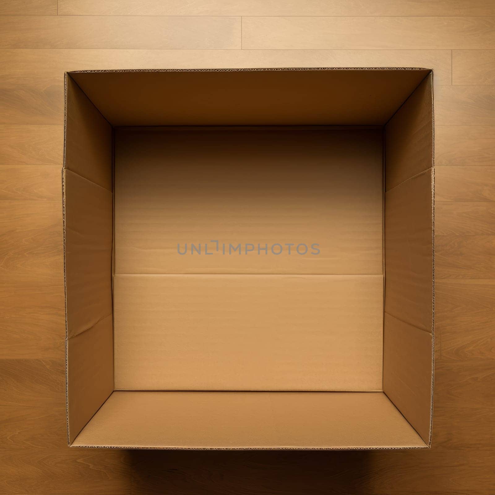 Paper cardboard box with open top on dark background isolated AI