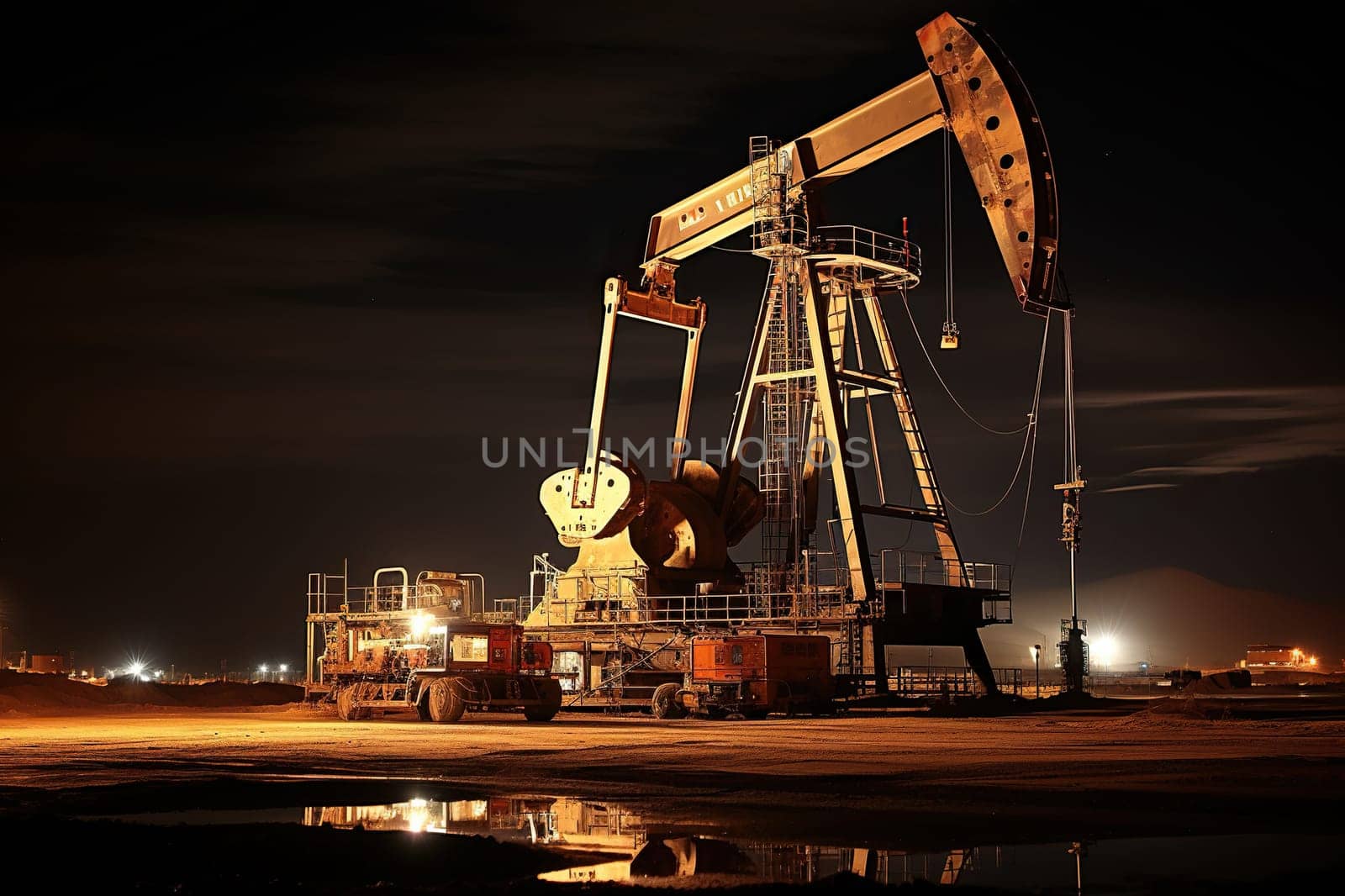 Drilling rig in an oil field to extract fossil fuels and extract crude oil from the ground. Oil drilling rig.
