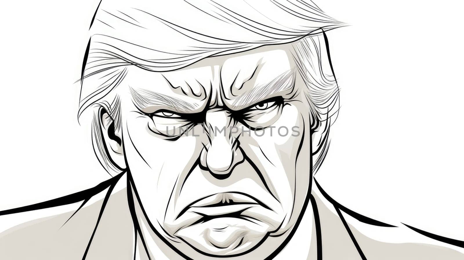 Caricature of angry former US president Donald Trump.  by palinchak