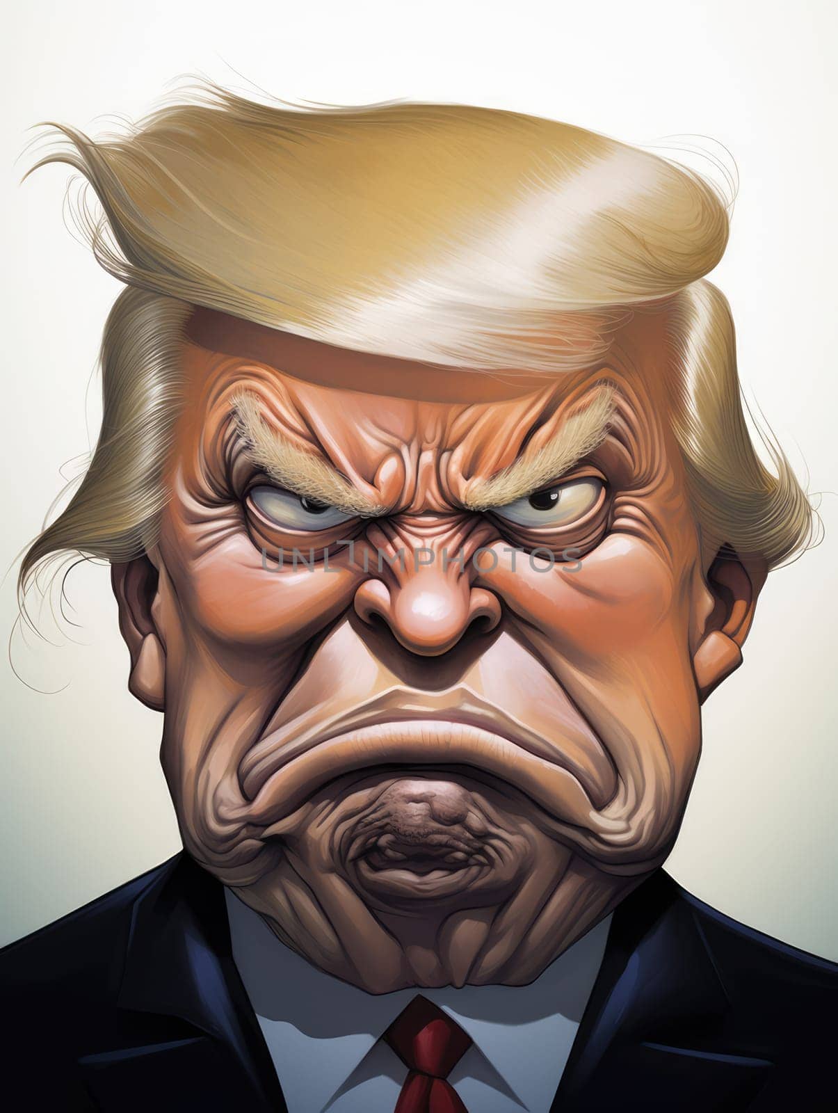 Caricature of angry former US president Donald Trump. Making America Great Again