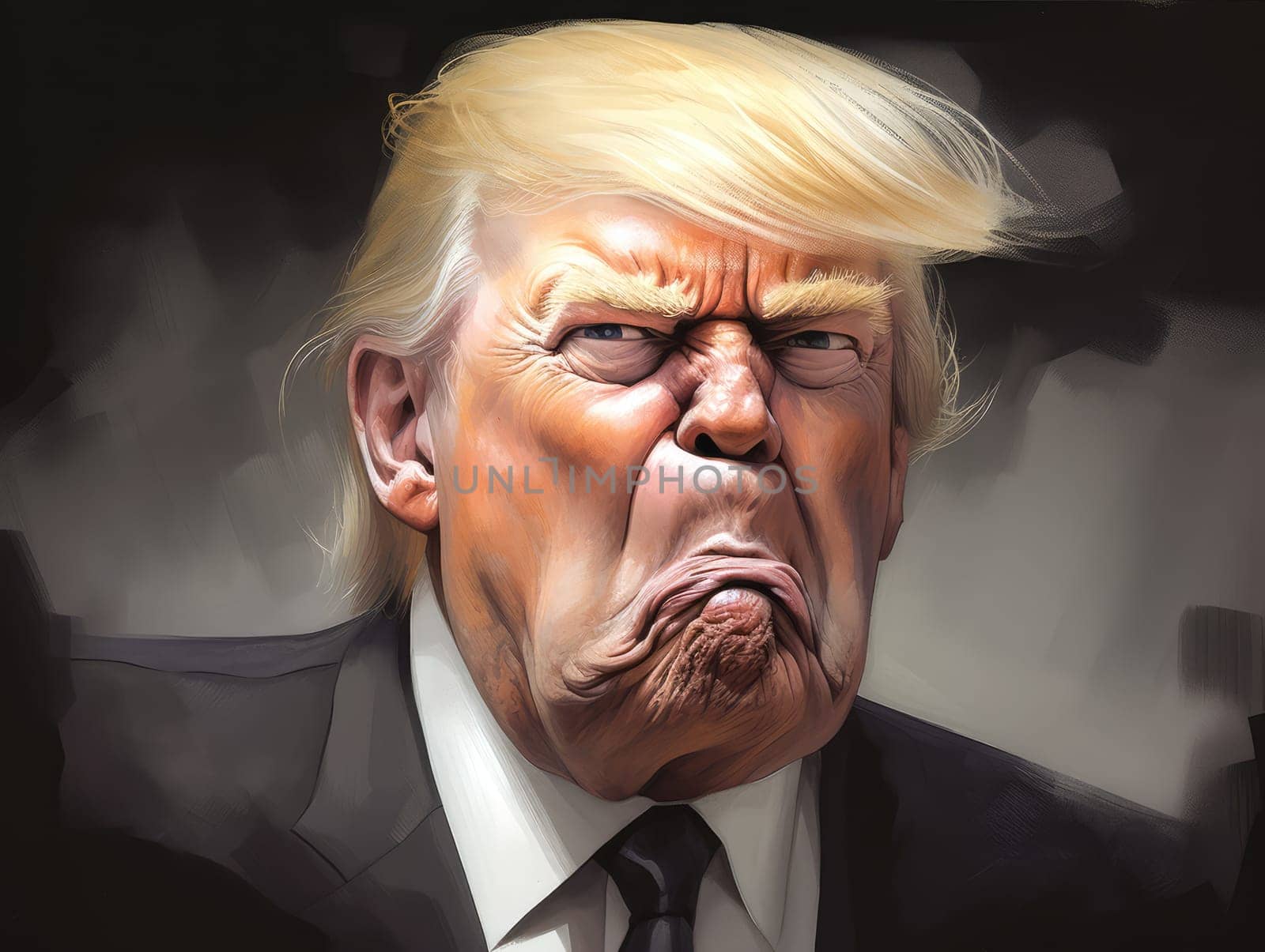 Caricature of angry former US president Donald Trump.  by palinchak