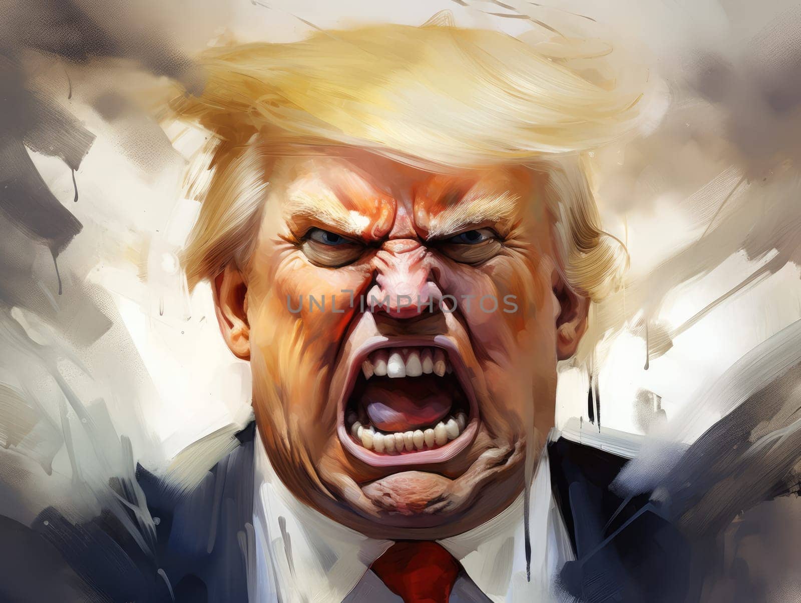 Caricature of angry former US president Donald Trump.  by palinchak