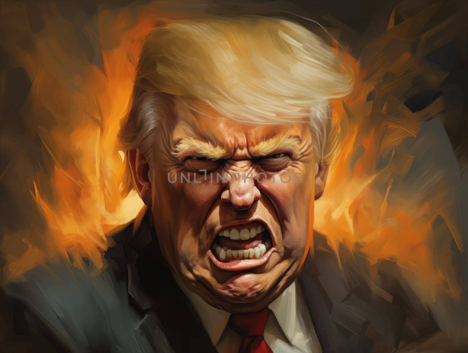 Caricature of angry former US president Donald Trump.  by palinchak