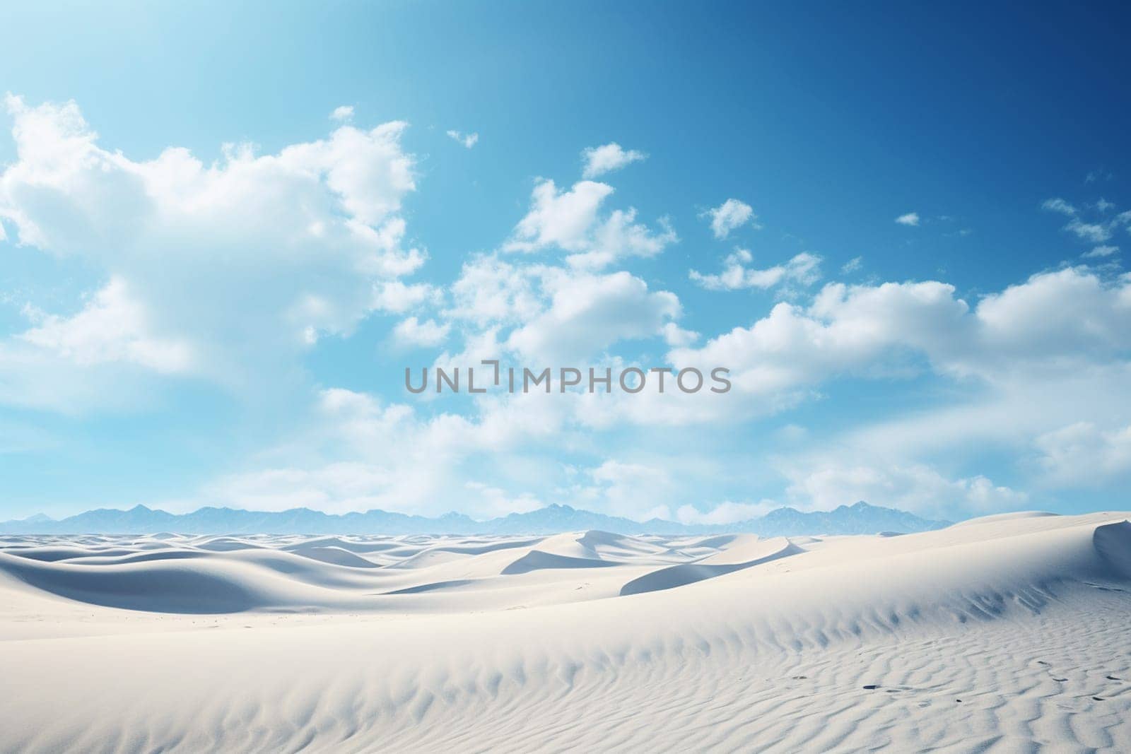 sand dunes blue sky and fluffy clouds. High quality photo